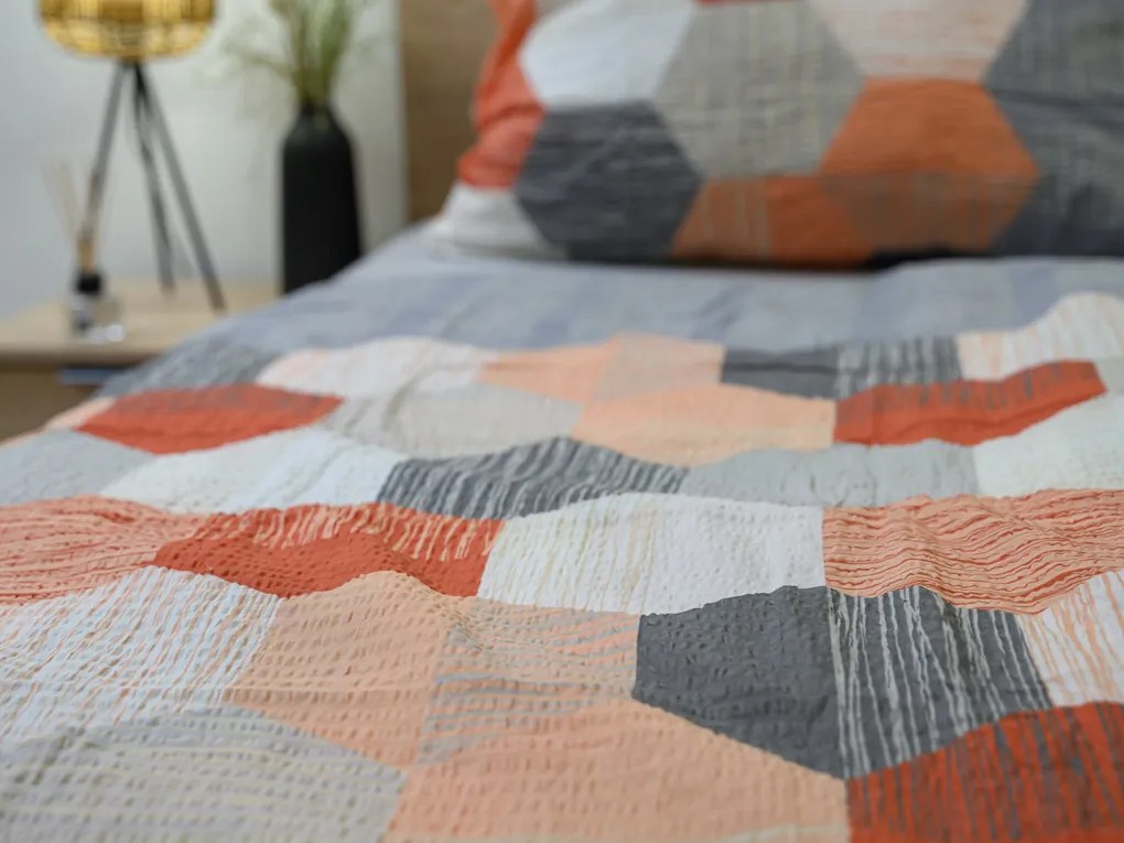 Lenjerie de pat creponata din bumbac Renforce HONEY COMB gri Dimensiune lenjerie de pat: 70 x 90 cm | 140 x 200 cm
