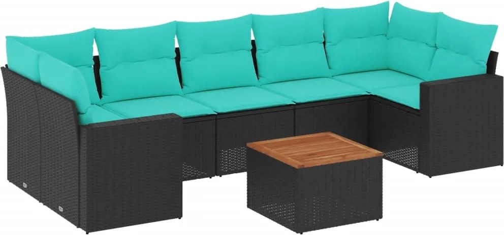 vidaXL Set canapele de grădină cu perne, 8 piese, negru, poliratan