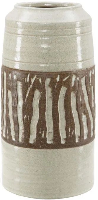 Vază decorativă Africa, 33x17x17 cm, ceramica, alb/ maro