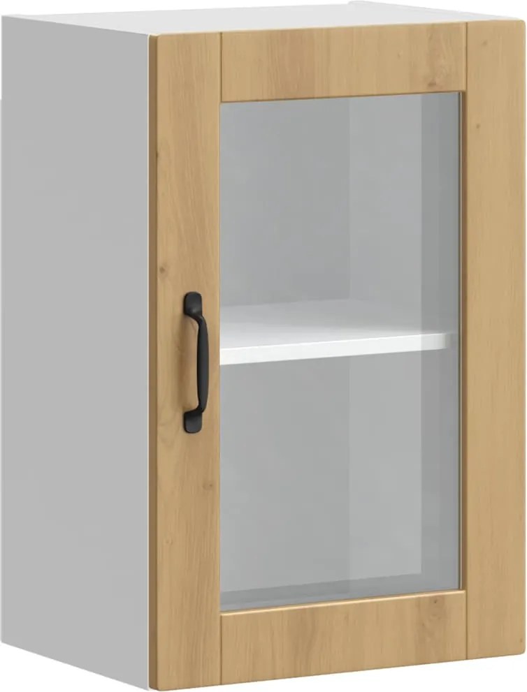 vidaXL Dulap de bucătărie cu ușă sticlă din stejar artizanal „Porto”.