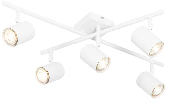 Plafoniera moderna alba cu 5 lumini reglabile patrata - Jeana
