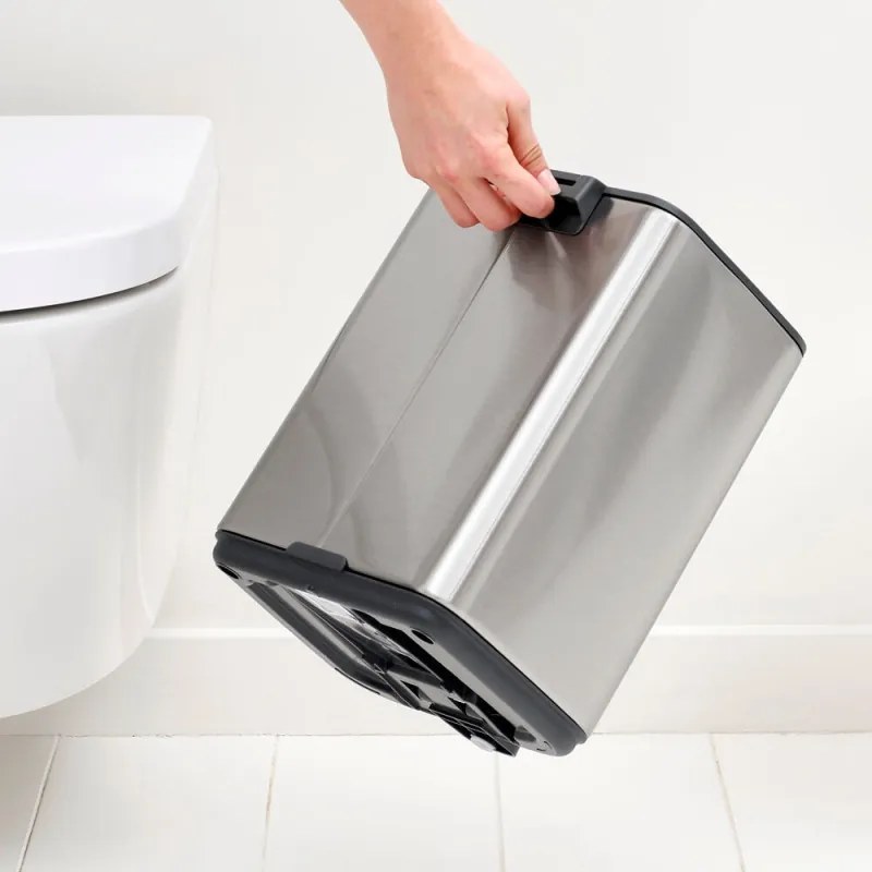 Cos de gunoi Brabantia Bo Pedal 1010142, 7 l, Inchidere lenta, Baza cauciucata, Rezistent la amprente, Otel inoxidabil
