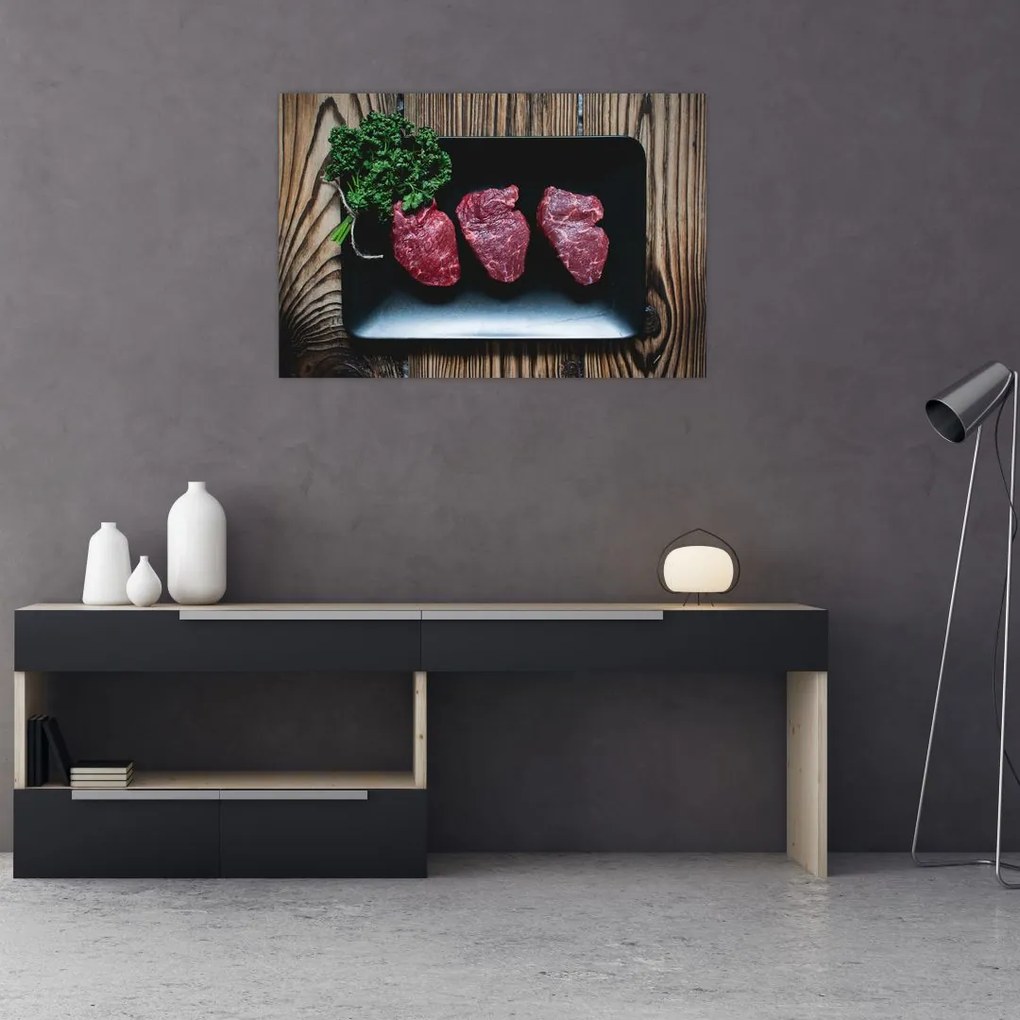 Tablou cu carne pe farfurie (90x60 cm)