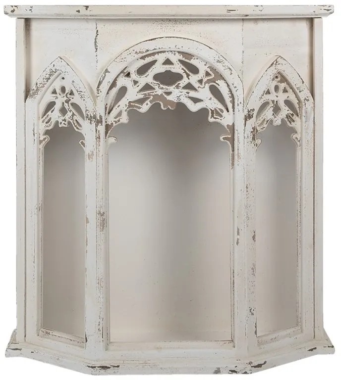 Dulap de perete, alb, din lemn, aspect vintage, Abbaye