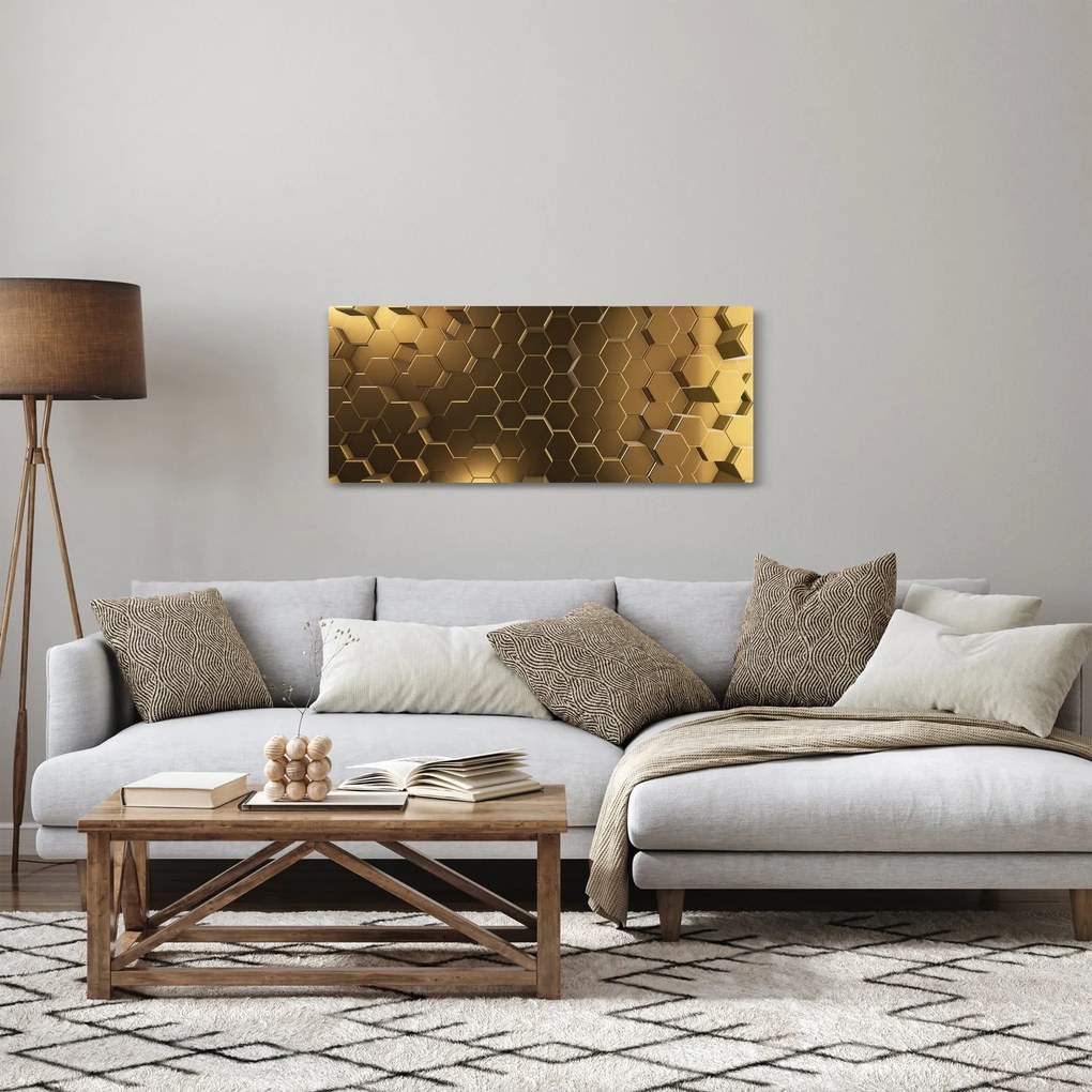 Tablou - Hexagoane verzi (120x50 cm)