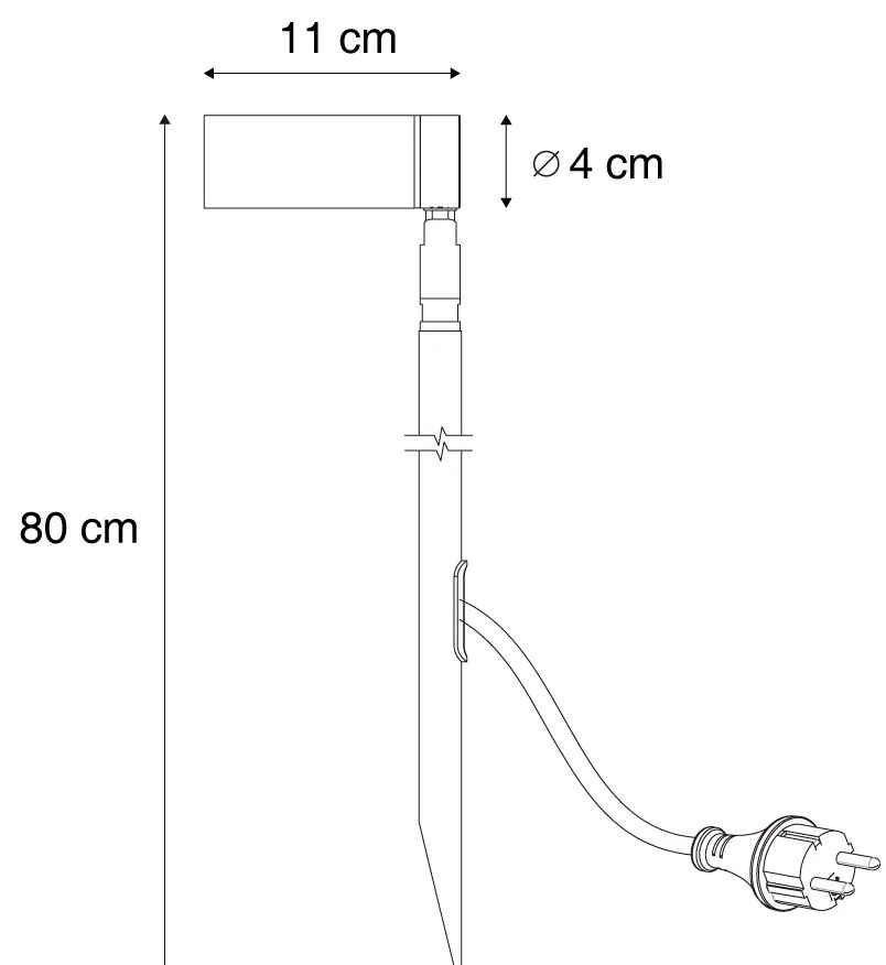 Spot negru 80cm incl. LED reglabil IP65 incl. Cablu și ștecher - Carl