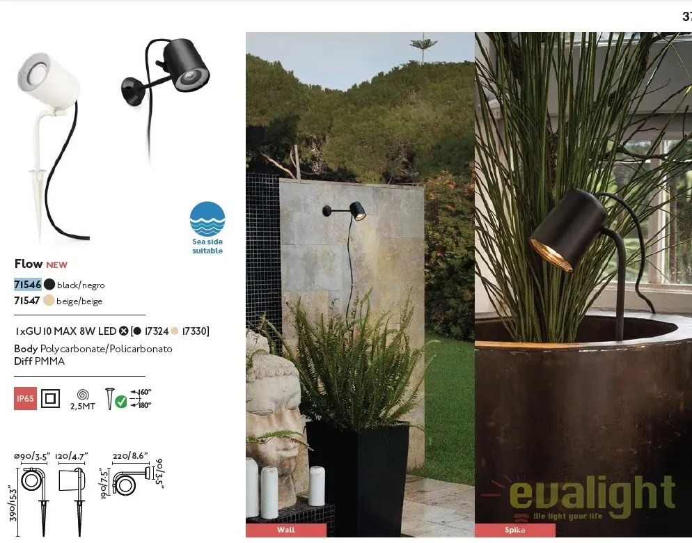 Aplica perete sau tarus exterior design modern decorativ FLOW negru 71546