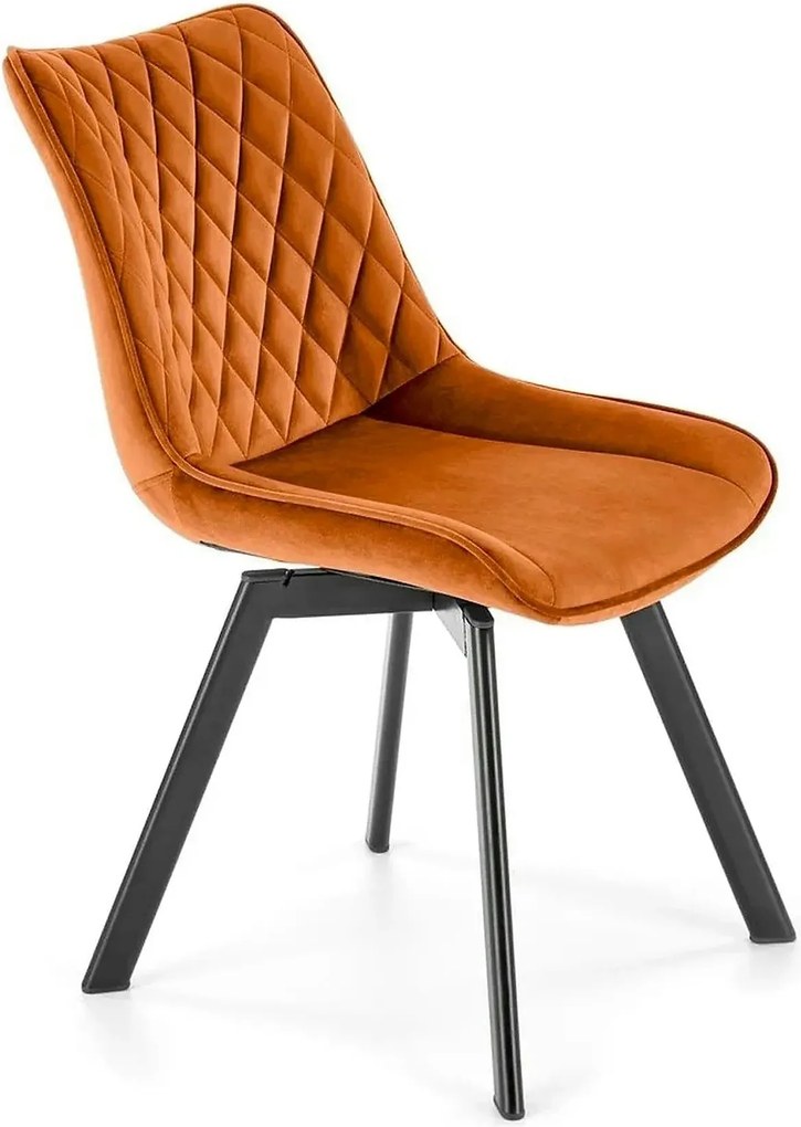 Scaun rotativ K520, caramiziu/negru, stofa catifelata/metal, 45x63x80
