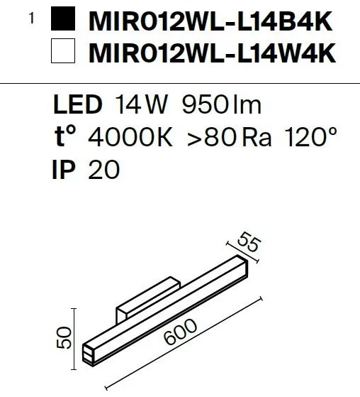 Aplica LED de perete pentru oglinda, tablou design modern Fichte negru