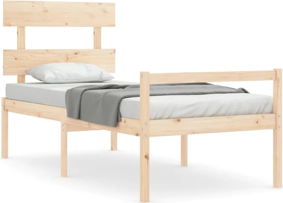 vidaXL Cadru de pat senior cu tăblie, 90x200 cm, lemn masiv