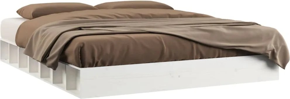 vidaXL Cadru de pat King Size, alb, 150x200 cm, lemn masiv