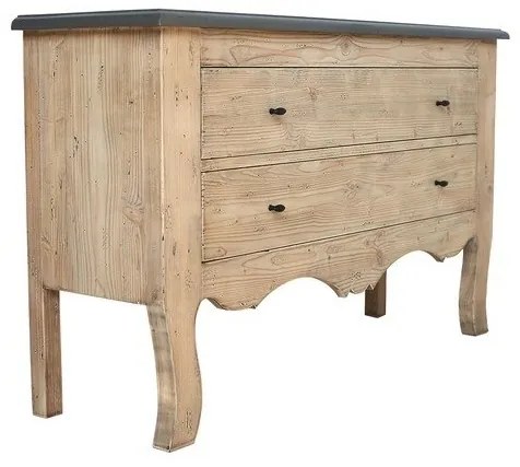 Comoda natur, din lemn de pin, cu 2 sertare, aspect vintage, Justine