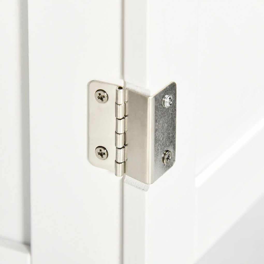 kleankin Dulap Sub Lavoar Baie cu 2 Uși și Raft Reglabil Alb și Lemn | Aosom Romania