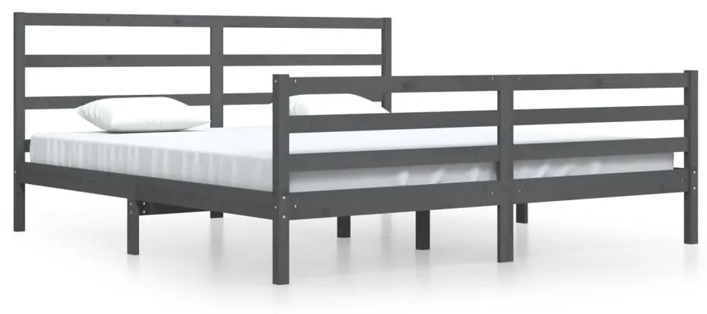 3105028 vidaXL Cadru de pat, gri, 200x200 cm, lemn masiv de pin
