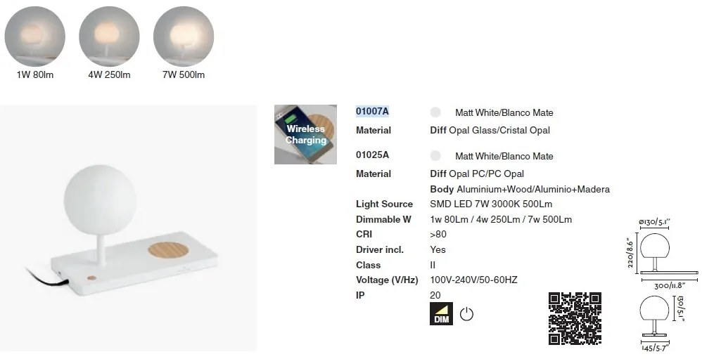 Veioza LED / Lampa de masa ultramoderna USB / Wireless charger NIKO