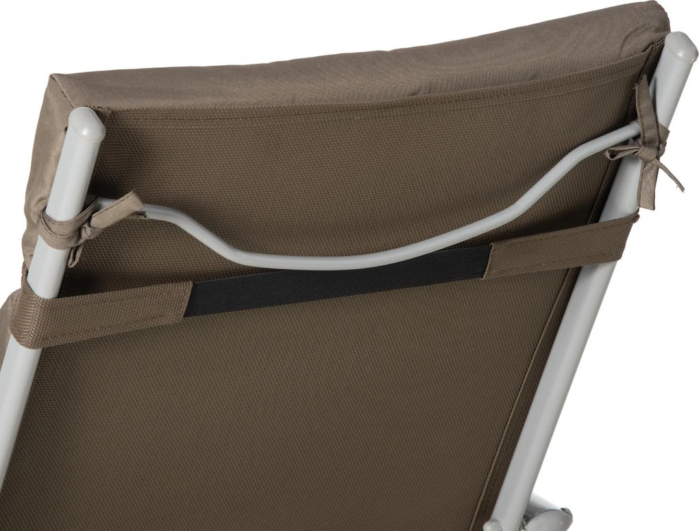 Outsunny Șezlong pliabil pentru plajă cu pernă, pernă de șezut, scaun reglabil cu spătar în 7 trepte, șezlong de grădină relaxant, suport până la 165 kg, pentru grădină, vacanță, outdoor, maro | Aosom Romania