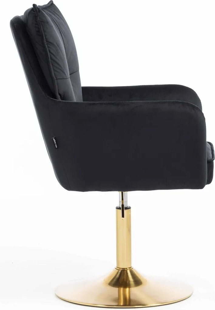 HR250N Scaun Catifea Neagră Bază Aurie