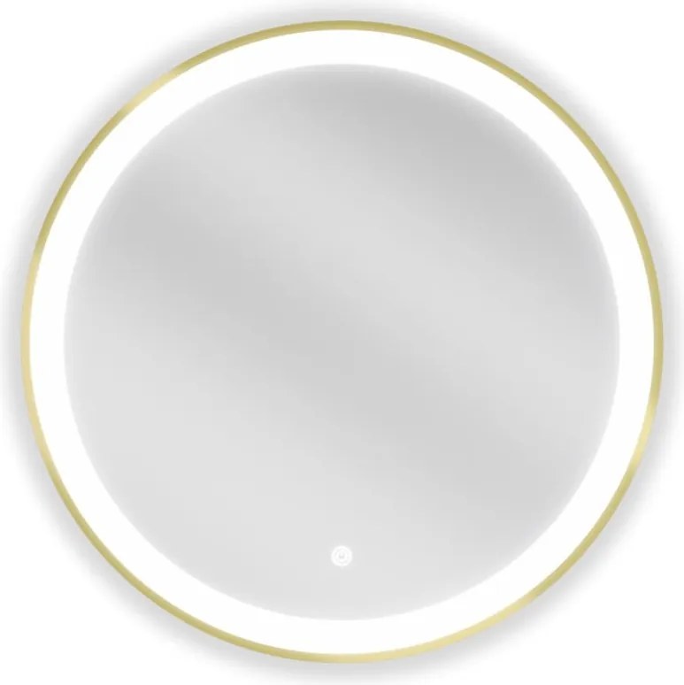 Mexen Esso oglindă de baie iluminată, rotundă 60 cm, LED 6000K, anti-ceață, ramă aurie - 9825-060-060-611-50