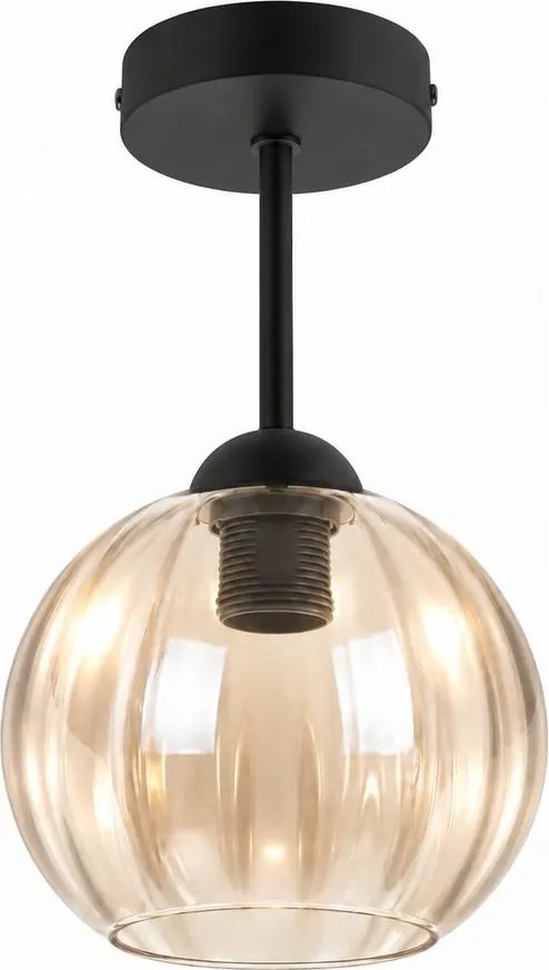 BRILAGI - lustra LED aplicată R GLASS 1xE27/60W/230V Ø 18 cm negru/bej fumuriu