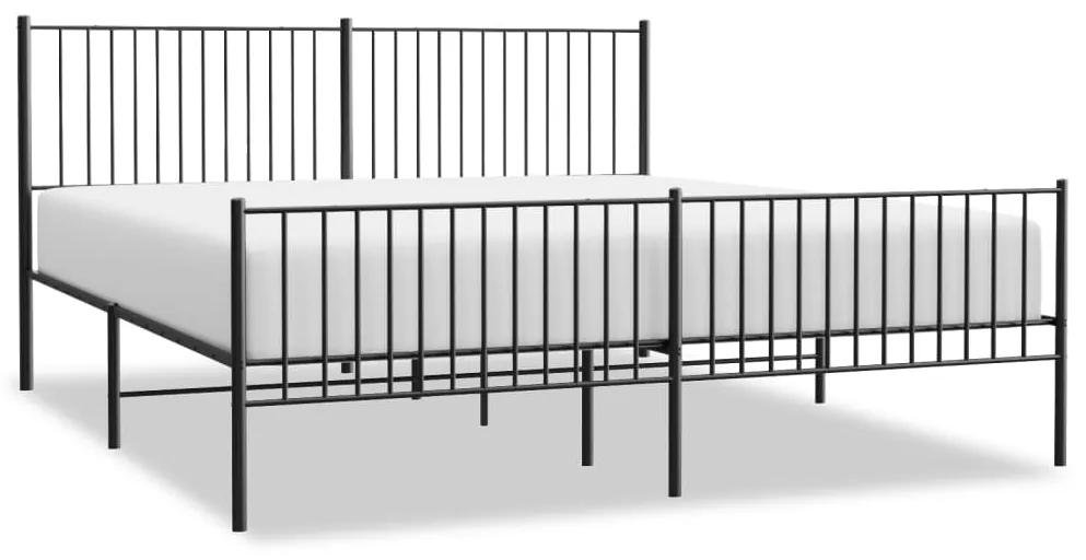 350888 vidaXL Cadru pat metalic cu tăblii de cap/picioare, negru, 193x203 cm