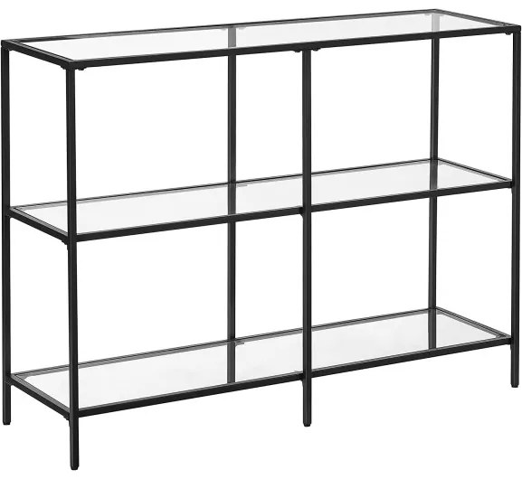 Consola Cu 3 Etaje, Cadru Metalic, Negru, 100 X 30 Cm