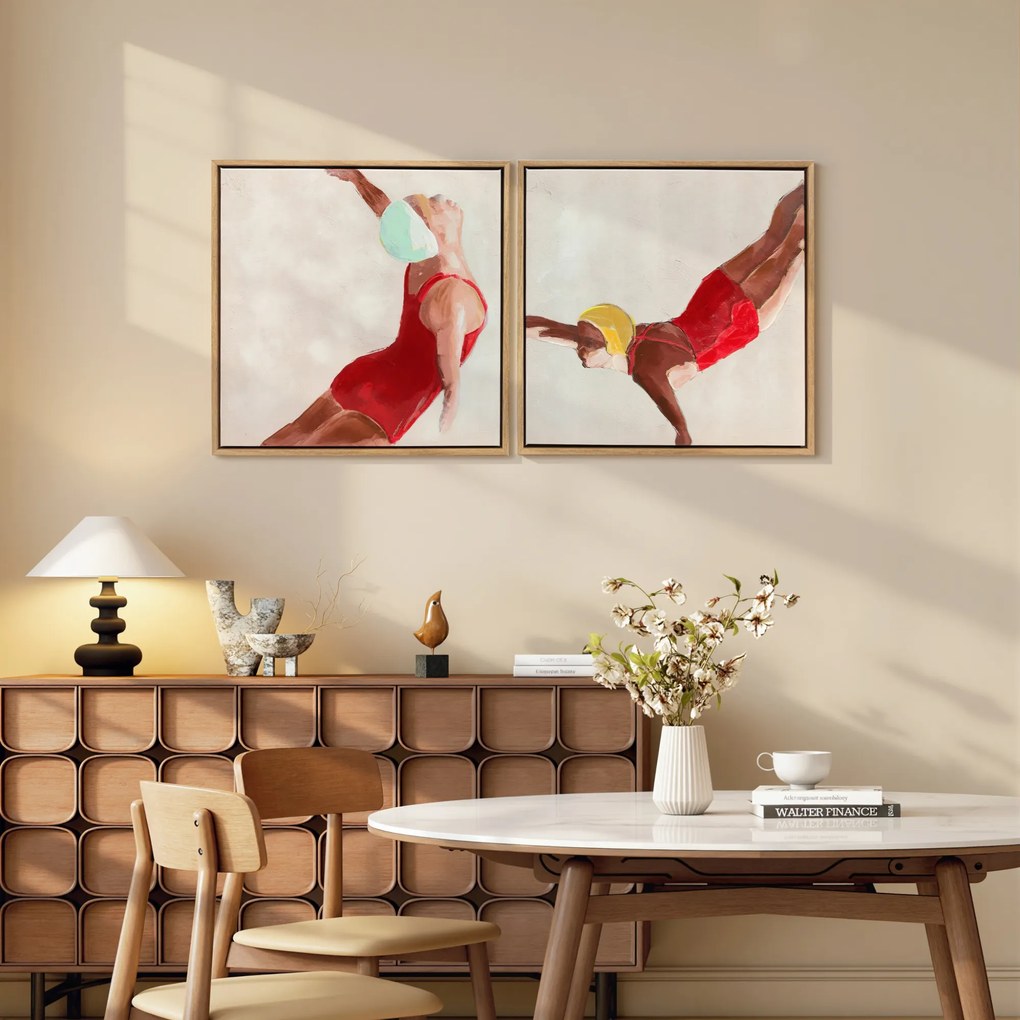 HOMCOM Set de 2 Tablouri pe Pânză, Artă Murală Modernă, Imprimare Artistică de Perete pentru Sufragerie și Salon cu Cârlige Incluse, 40x40 cm | Aosom Romania
