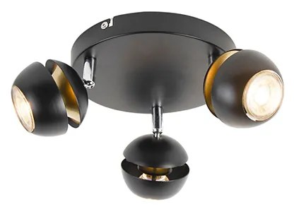 Spotlight modern cu 3 lumini negru cu interior auriu - Buell Deluxe