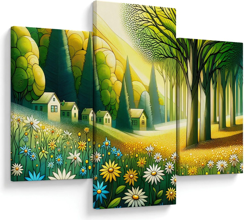 Tablou - Sat în galben-verde (90x60 cm)