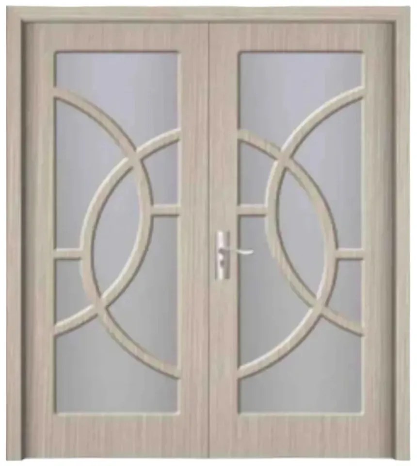 Usa Dubla de Interior din MDF Novo Doors ND220, Geam Sablat, Cadru din Lemn Masiv, KIT COMPLET, Toc , Manere si balamale incluse (Culoare: Gri, Toc: