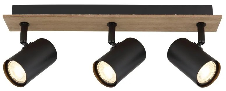 Plafoniera cu 3 Spoturi directionabile LINCA natur/negru