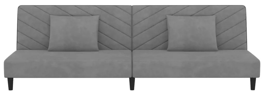 Canapea extensibila cu 2 locuri, 2 perne, gri deschis, catifea Gri deschis, Fara scaunel pentru picioare Fara scaunel pentru picioare