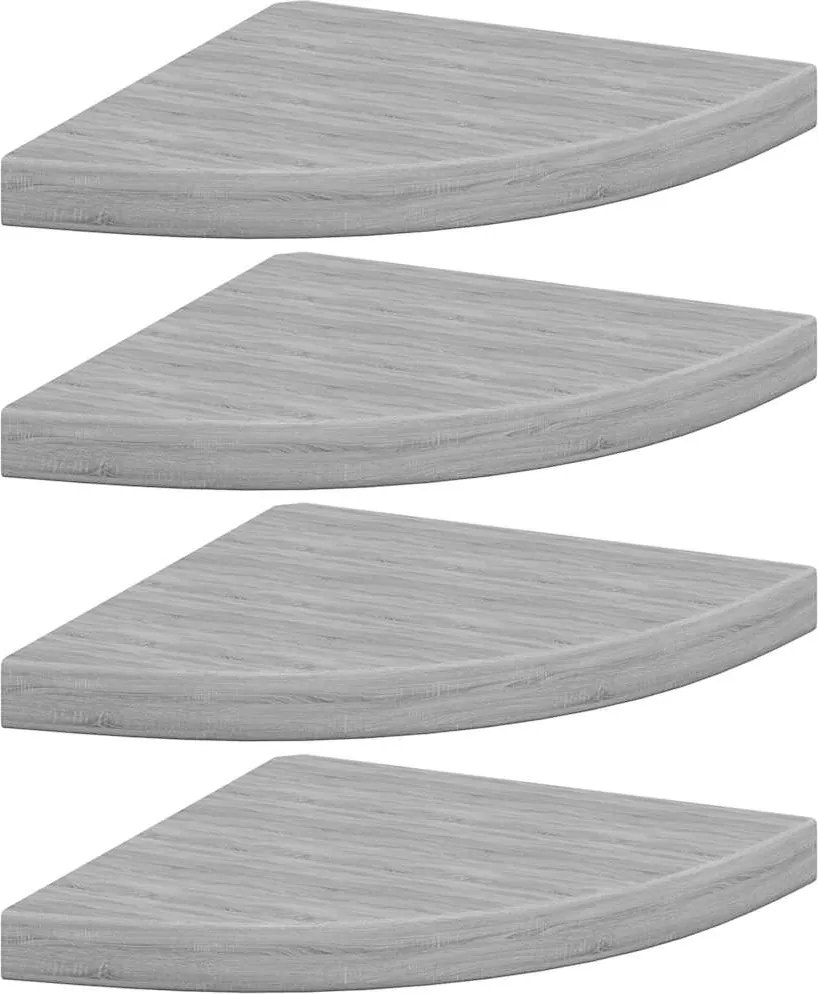 vidaXL Rafturi de colț de perete 4 buc. gri beton 35x35x3,8 cm MDF