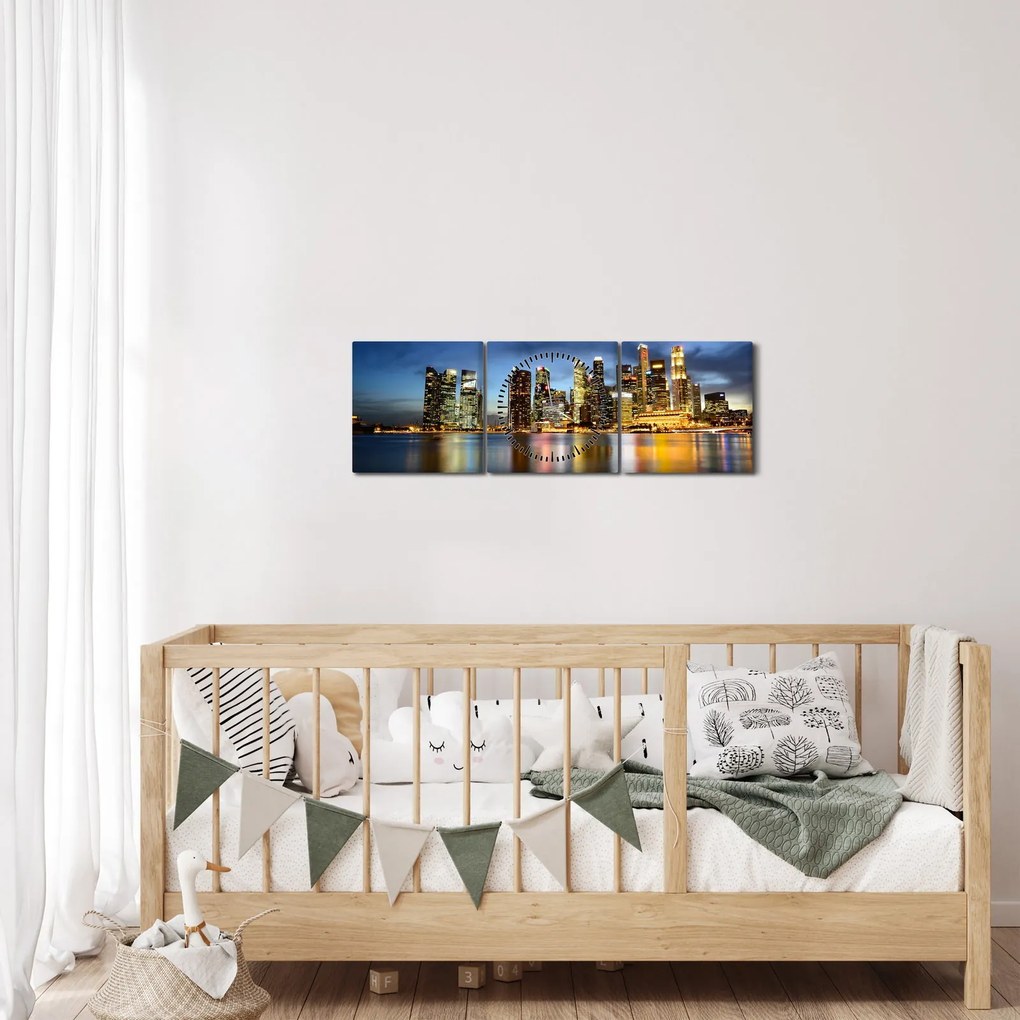 Tablou cu zgârie norii (cu ceas) (90x30 cm)