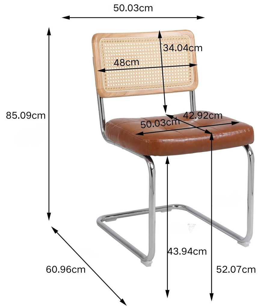 Set de 2 scaune de prânz din ratan, spătar din plasă fără brațe, picioare din metal cromat, Negru