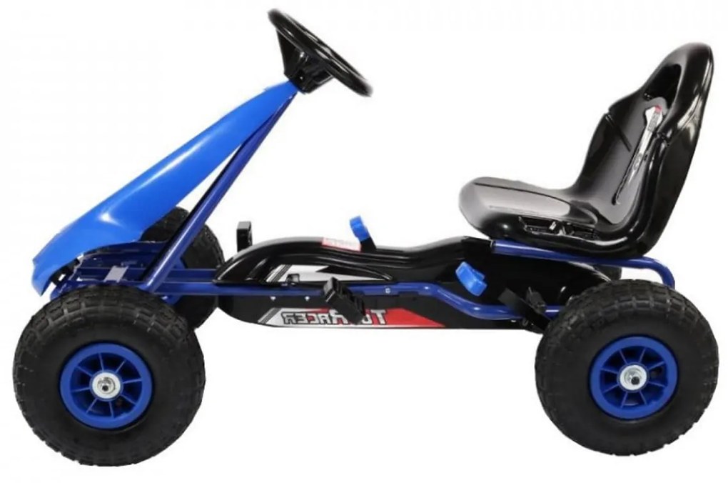 Kart cu pedale pentru copii NOVOKIDS® Super Racer PRO, Cu roti gonflabile din cauciuc, Carena, 3-7 ani , Maxim 30 kg, Structura metalica, Frana de