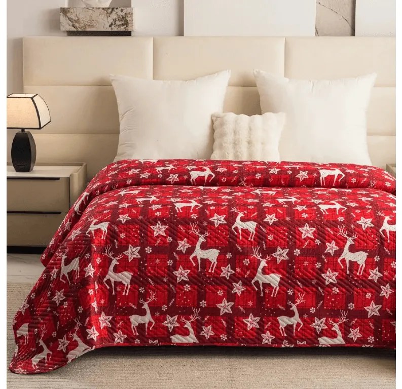 Cuvertura de pat VELVET CHRISTMAS WAVE, rosu Dimensiune: 220 x 240 cm
