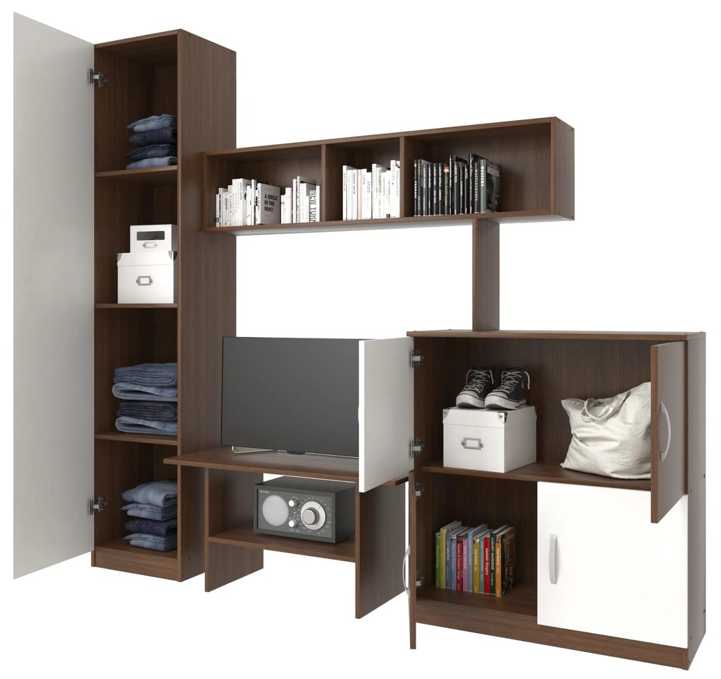 Biblioteca haaus Ada, Wenge/Alb, L 210 cm