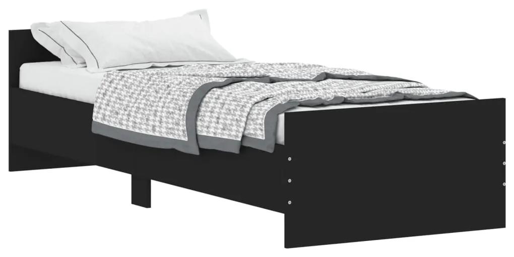 835947 vidaXL Cadru de pat mic single, negru, 75x190 cm, lemn prelucrat