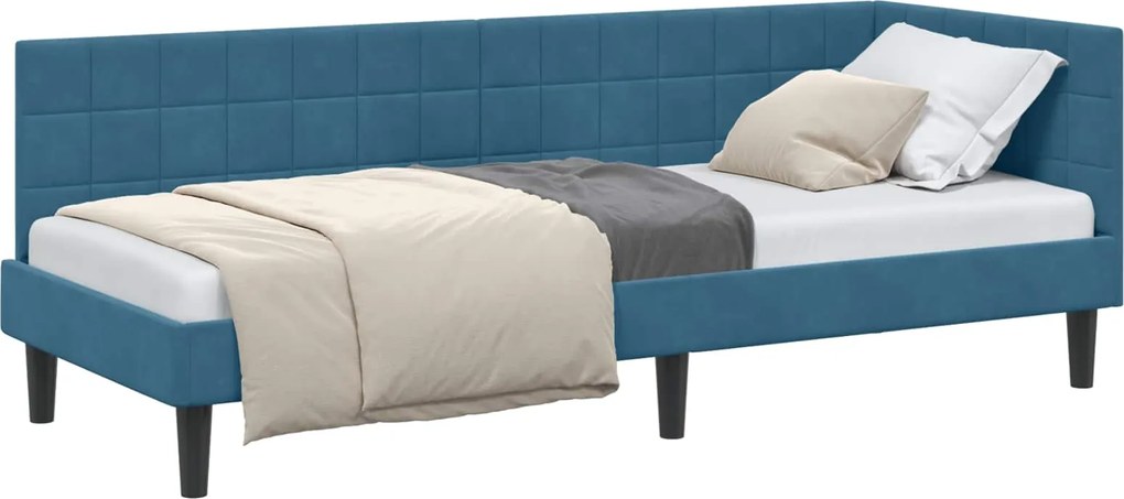 vidaXL Cadru de pat colțar albastru 80 cm x 200 cm Catifea