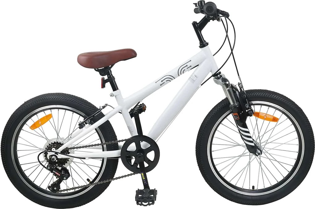 vidaXL Bicicletă Montană 24 Inci 6-Speed pentru 8-12 ani Alb