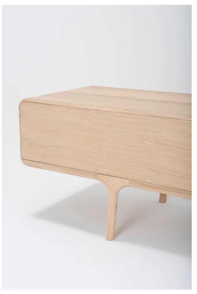 Comodă TV din lemn masiv de stejar cu 2 sertare Gazzda Fawn