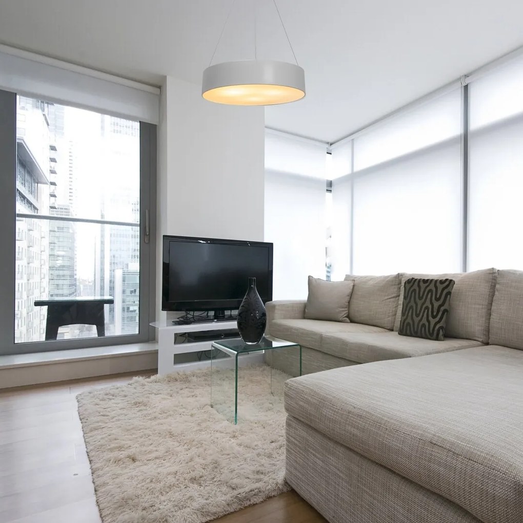 Lustra suspendata design modern circular Renata alba