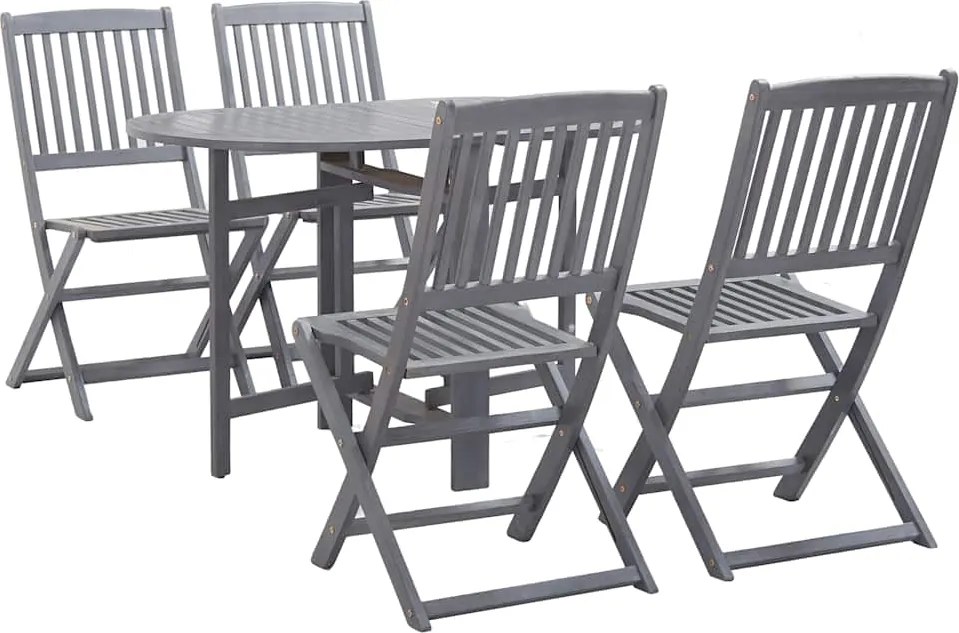 vidaXL Set mobilier de grădină, 5 piese, gri, lemn masiv de acacia