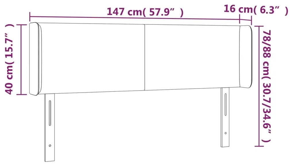 Tablie de pat cu LED, gri, 147x16x78 88 cm, piele ecologica 1, Gri, 147 x 16 x 78 88 cm