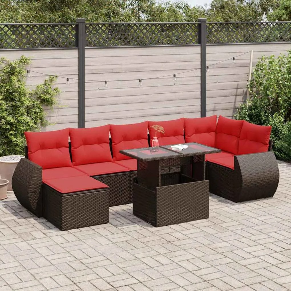 vidaXL Set canapele de grădină cu perne, 8 piese, maro, poliratan
