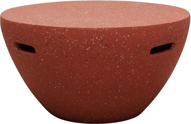 Măsuță de cafea rotundă din oxid de magneziu, roșu, cu corp în formă de bol și mânere decupate, finisaj mat, 35 x 68 cm, „Fusion”