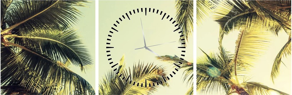 Tablou - Palmieri de cocos (cu ceas) (90x30 cm)