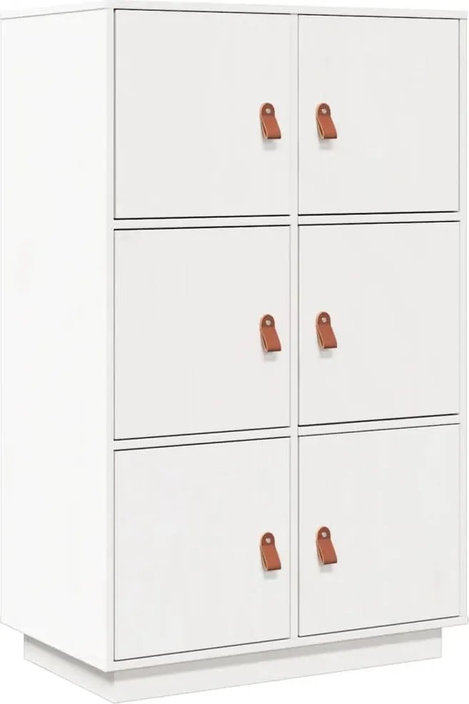 vidaXL Dulap înalt, alb, 67x40x108,5 cm, lemn masiv de pin