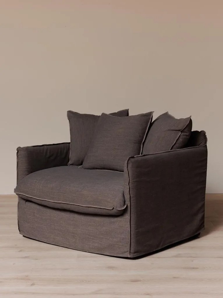 Fotoliu lounge maro din in natural, „Moka”