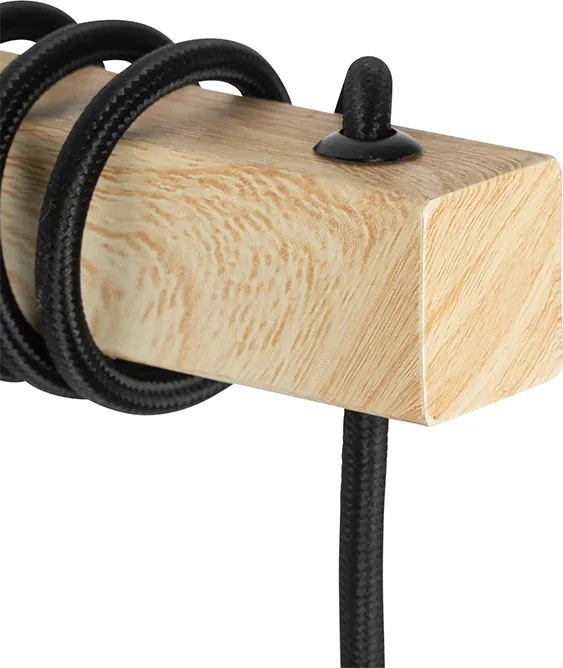 Lampă de perete inteligentă neagră cu lemn, inclusiv WiFi A60 - Chon